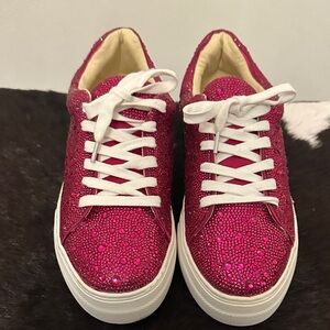 Betsey Johnson pink sparkling shoes, size 9